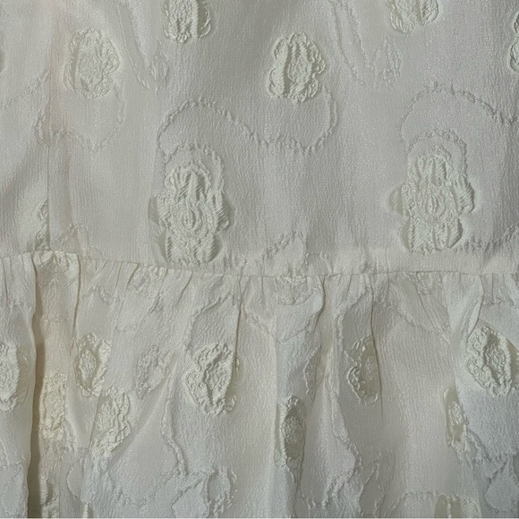 Hunter Bell Gaille Mini Dress Jacquard Ivory Flowers size XS Puff Sleeve Bridal - Picture 15 of 16